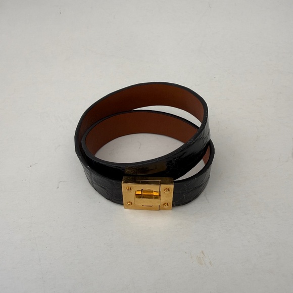 UNISEX ALLIGATOR LEATHER WRAP BRACELET - Picture 1 of 3